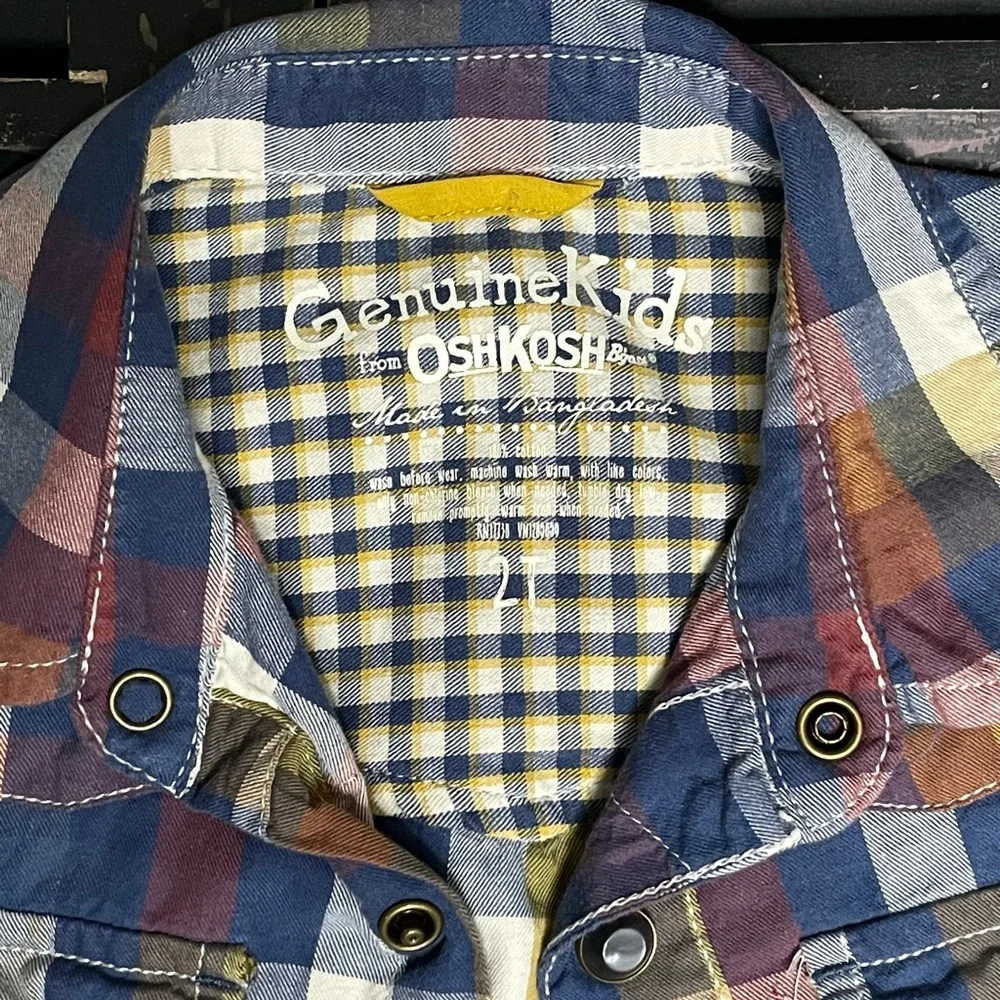 GENUINE KIDS from OSH KOSH Plaid Long Sleeve Snap Up Shirt